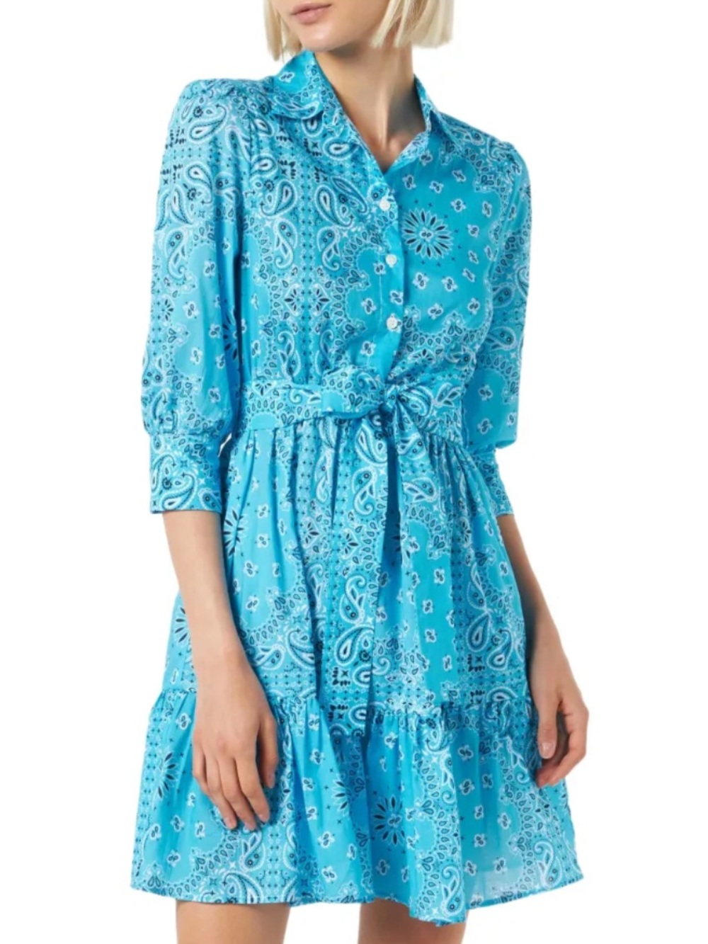 MC2 Saint Barth Turquoise Bandana-Print Shirt Dress
